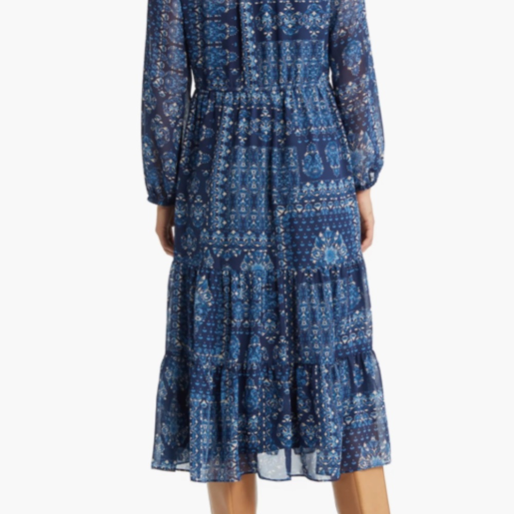 Julia Jordan Tiered Long Sleeve Drawstring Waist Dress - Picture 3 of 10